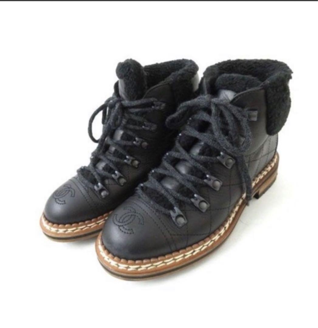 Chanel Short Boots Coco Mark Black Leather Size 36.5 US About6.5 For Women thumbnail 23