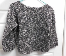 Eileen Fisher Gray Black White Boucle Knit Pullover Sweater sz S
