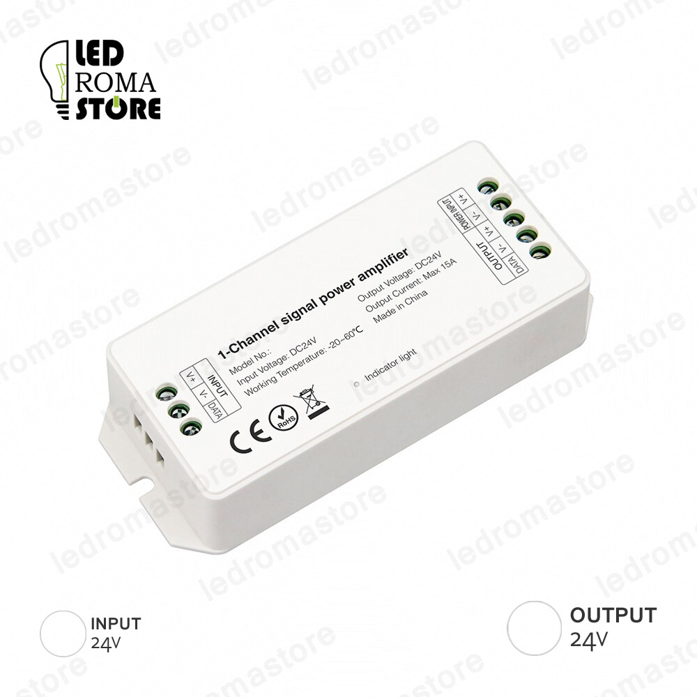 Amplificatore Booster 15A 24V 360W RGB+CCT - Potenza LED Professionale