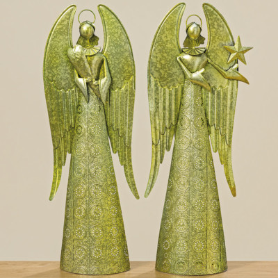 Engel mit Herz / Stern grün-gold 66 cm (1007506) Weihnachtsdeko Dekoengel