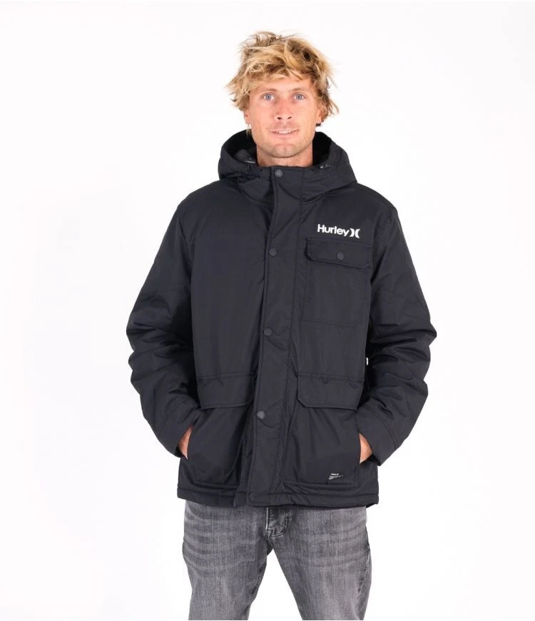 Hurley Idyllwild 3M Parka Jacket Mens Black Winter Snow Jacket Sz XL NWT
