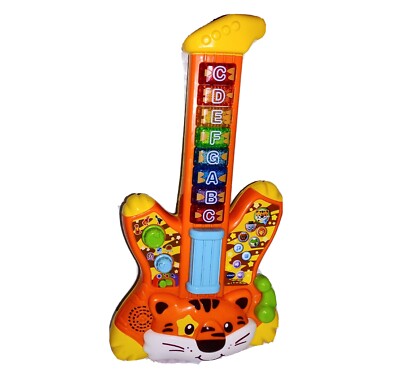 Vtech ZOO JAMZ ROCK GUITAR Orange Tiger Music Lights Sound Effects