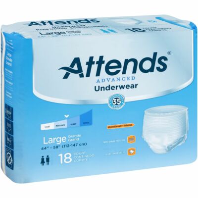 Attends Super Plus Underwear Diaper, LARGE, HEAVY Absorbency  2 PACKS of 72