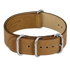 WOCCI Vintage Leather Watch Band, One-piece Strap for Men, Band Width 18 20 22mm