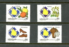 I729 Uruguay 1988 Exportations Fruits Chaussures En Cuir 4v. MNH