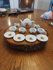 Vintage Child's Porcelain Teddy Bear Tea Set Battat Inc. Service For 4
