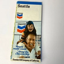 Vintage 1973 Chevron Standard Oil Seattle USA Road Map