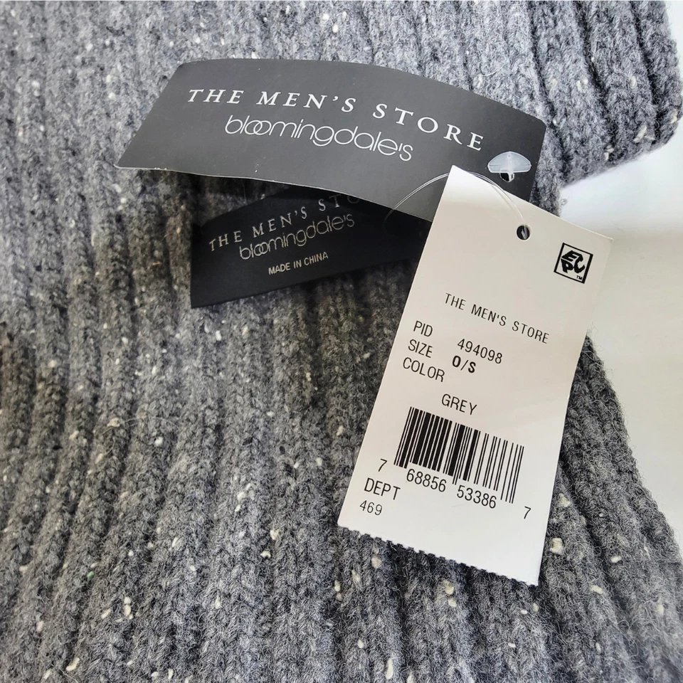 Bufanda Donegal gris Bloomingdale's para hombre mezcla de lana 74" x 10" largo gris - nueva con etiquetas Foto 3 de 4