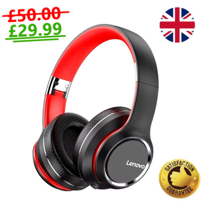 Lenovo Bluetooth Wireless Kopfhörer, faltbares Over-Ear Design