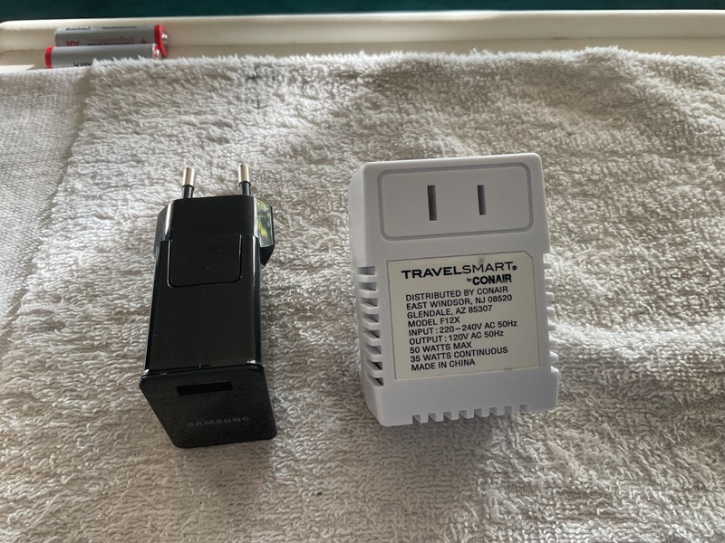 Conair Smart 50W Voltage Converter F12X and Samsung USB Charger Voltage converte
