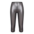 For Women Skinny Pants Shiny Metallic See Through Cropped Trousers Capri Tights