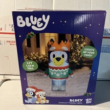 Holiday Time 5 ft Bluey in Sweater Christmas Airblown Yard Inflatable NEW