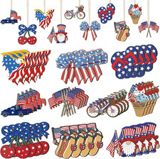 50 Pcs 4Th of July Wooden Ornaments for Tree 250Th Anniversary Patriotic Hanging
