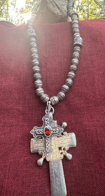STERLING SILVER Beads 2 Crosses Antique Russin Gold Plt CROSS #TequilasunTrading