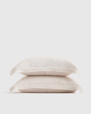 Quince European Linen Double Flange Sham Set Sand Bedding King