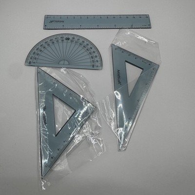 Artist's Loft 4-Piece Ruler Combo Set Geometry Drafting Clear Blue - Open Box