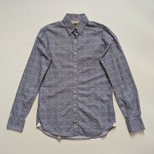 Mango Man Shirt Mens XS Small Blue White Slim Fit Smart Office Business