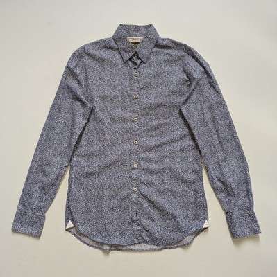 Mango Man Shirt Mens XS Small Blue White Slim Fit Smart Office Business