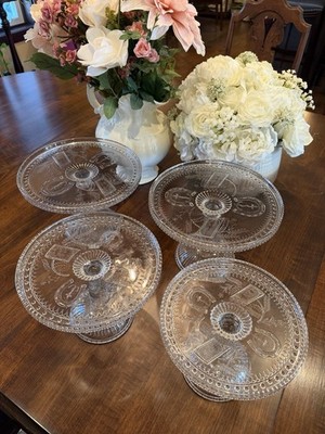 EAPG Adams Glass 1881 Good Luck Horseshoe Prayer Rug Cake Stands