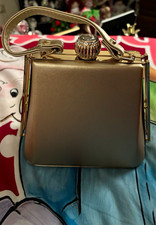 Gold Evening Bag Clutch Purse with Chain Strap and Rhinestone Jeweled Front