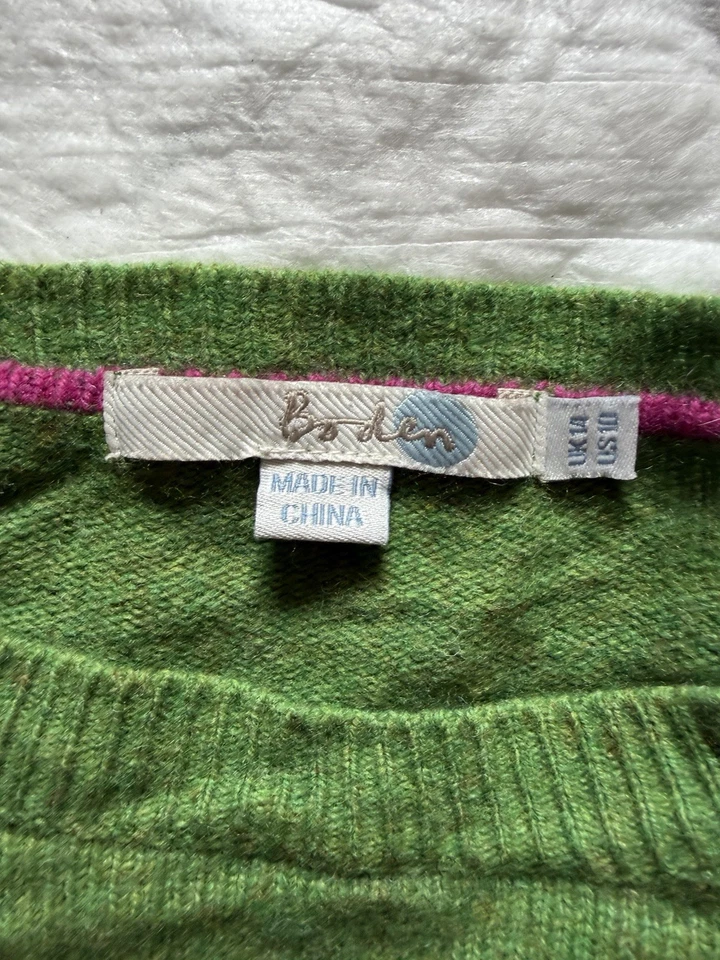 Suéter Boden 100% Lana Talla 10 Verde Rosa Amarillo Blanco Foto 2 de 4