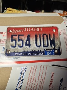 Vintage Idaho Motorcycle License Plate 554 UDW