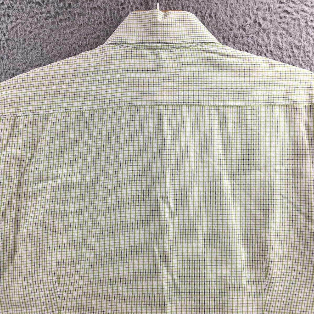 kuhlman dress shirts Kuhlman Dress Shirt Men 16.5 Green Plaid Cotton Long Sleeve Button Front Italy