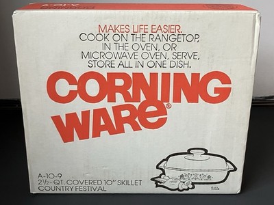 Vintage NEW & SEALED CorningWare Country Festival 2 1/2 Qt 10  SKILLET A-10-9