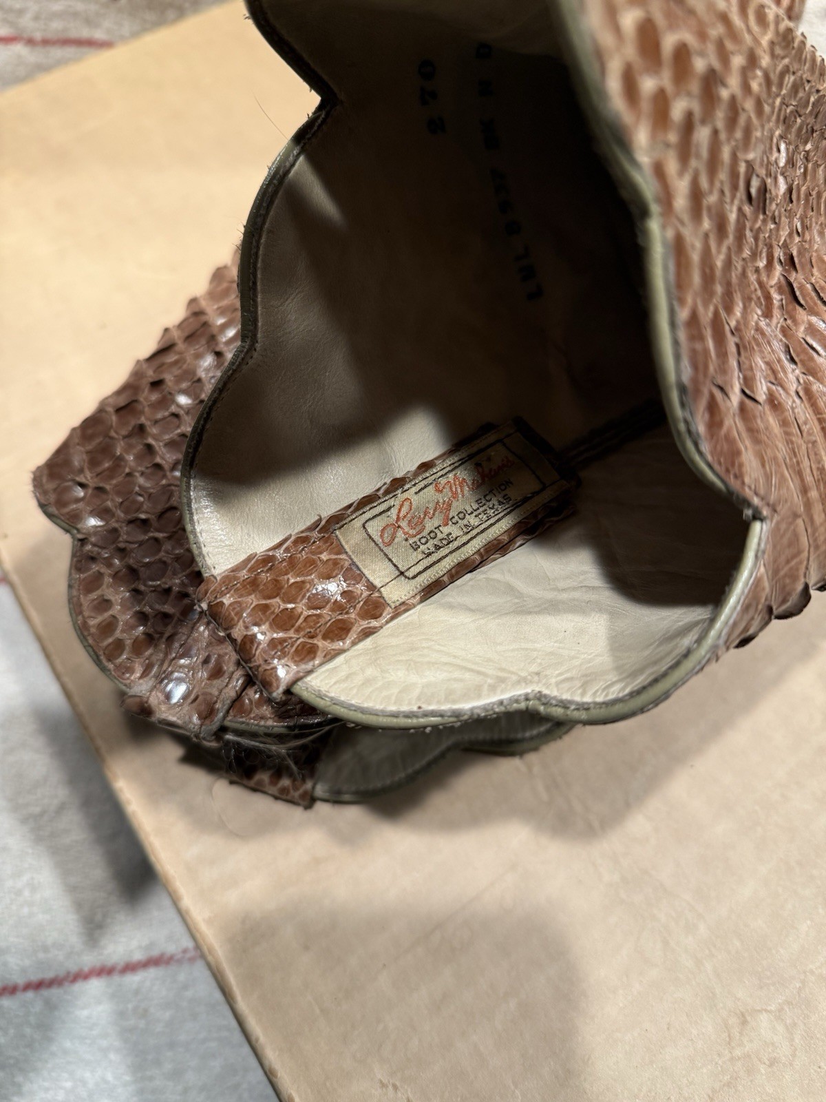 Vintage Larry Mahan Python Snakeskin Leather Cowb… - image 5