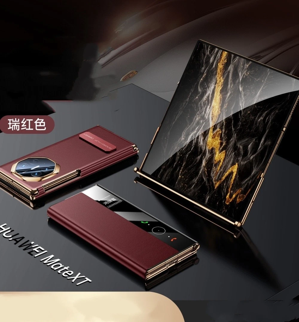 Genuine Nappa Leather Bracket Flip Case For Huawei Mate XT XTS Window View Cover - Picture 9 of 16