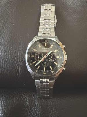 Seiko Solar Chronograph Black Dial Watch V172-0AJ0 | eBay
