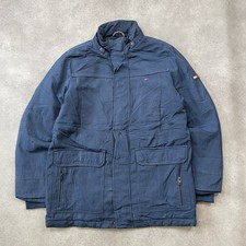 Tommy Hilfiger Chore Jacket Men's Large Vintqage Full Zip Military Coat, Navy