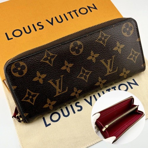 Louis Vuitton Portefeuille Clemence Monogram Fuchsia Long Wallet Red