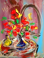 FLOWERS  MODERN CANVAS  original  painting ABSTRACT ART █NO RES██T8EFEF