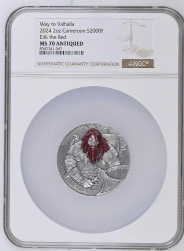 2024 Cameroon Erik the Red The Way to Valhalla 2 oz Silver Coin NGC MS70