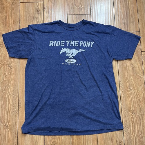 Ford Mustang Ride The Pony T-Shirt Size 2XL Blue Classic Mustang