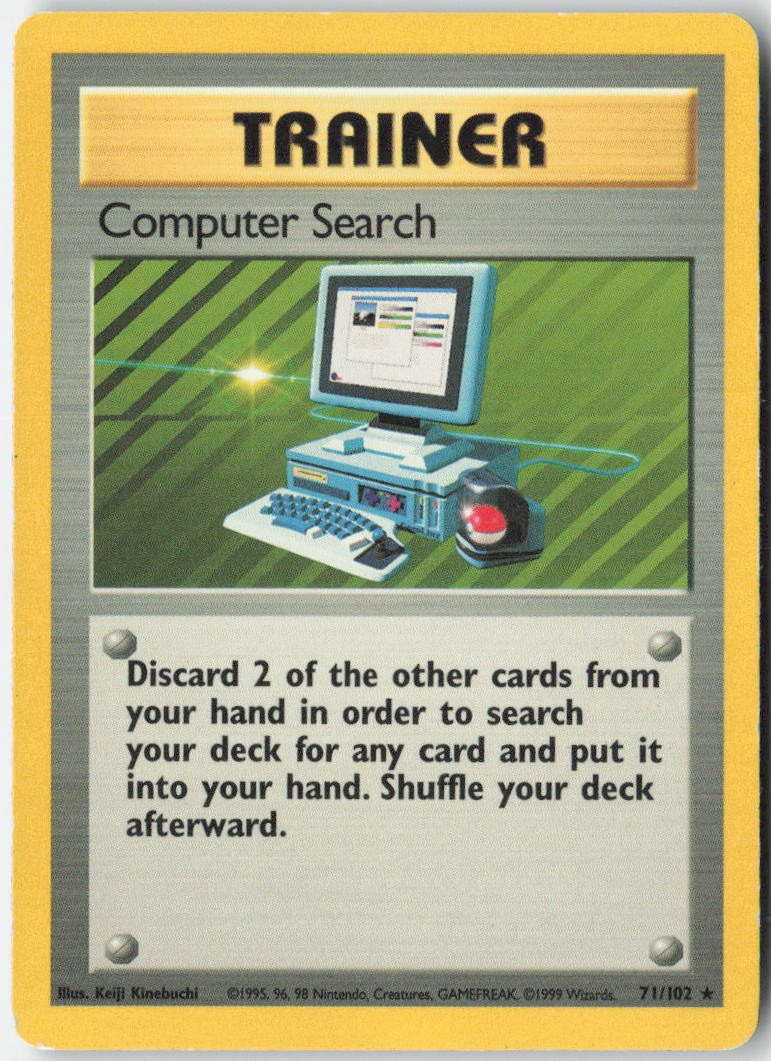 Computer Search 71/102 Rare Base Set Unlimited Pokemon Moderately Played