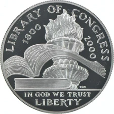 2000-P Proof Library of Congress  Commemorative Silver Dollar $1