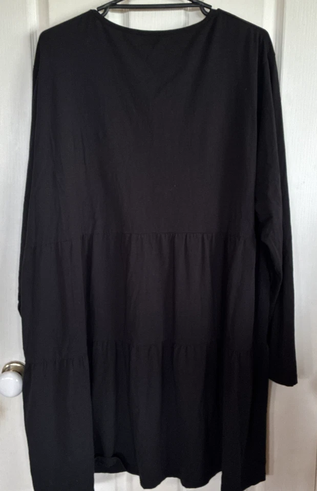Boohoo Dress Plus Size 26 Black Stretch Tiered Long Sleeves Cotton Stretch - image 4 of 4