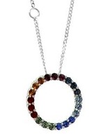 AnhäNger Kette 925 Silber Rhodiniert Kristalle Bunt Panzerkette 45Cm NEU