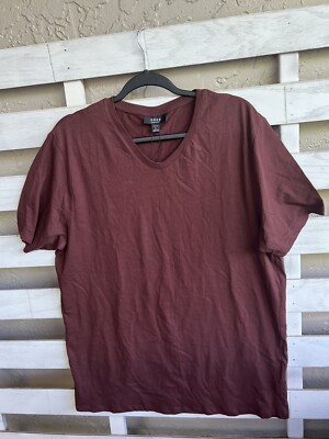 NEW SMOG  T Shirt Mens Large V Neck Short Sleeve Casual Adult Bitter Chocolate.