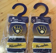 2 Packs of 2  MLB  Milwaukee Brewers  YOUTH Licensed  4 Face Mask Covers