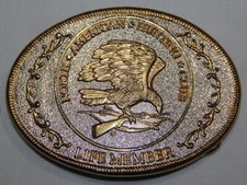 VINTAGE NORTH AMERICAN HUNTING CLUB LIFE MEMBER BELT BUCKLE