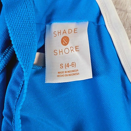 Shade & Shore Contrast Binding Scoop One Piece Swimsuit Womens Small Blue - Picture 9 of 10