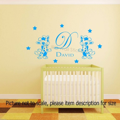 Personalised Baby Giraffe Wall Sticker Name Initial, Nursery Berdoom Vinyl Decal - Picture 3 of 8
