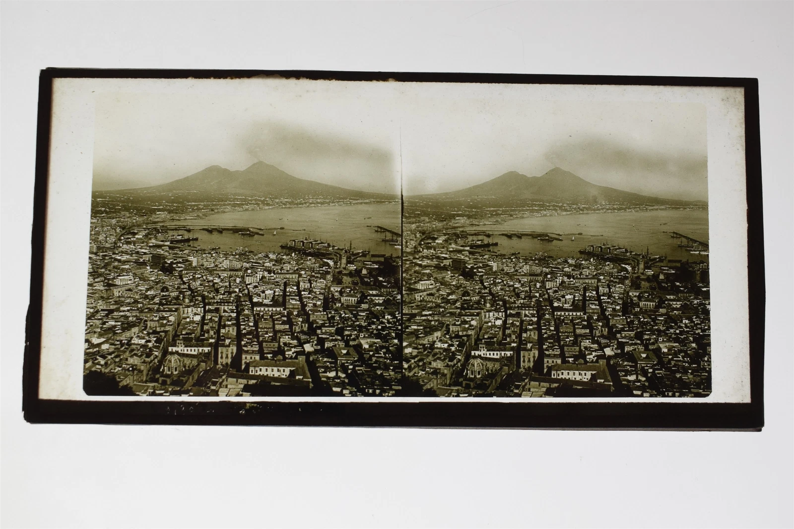 Naples Italy Vesuvius   Glass Diapositive Stereoview c1860s