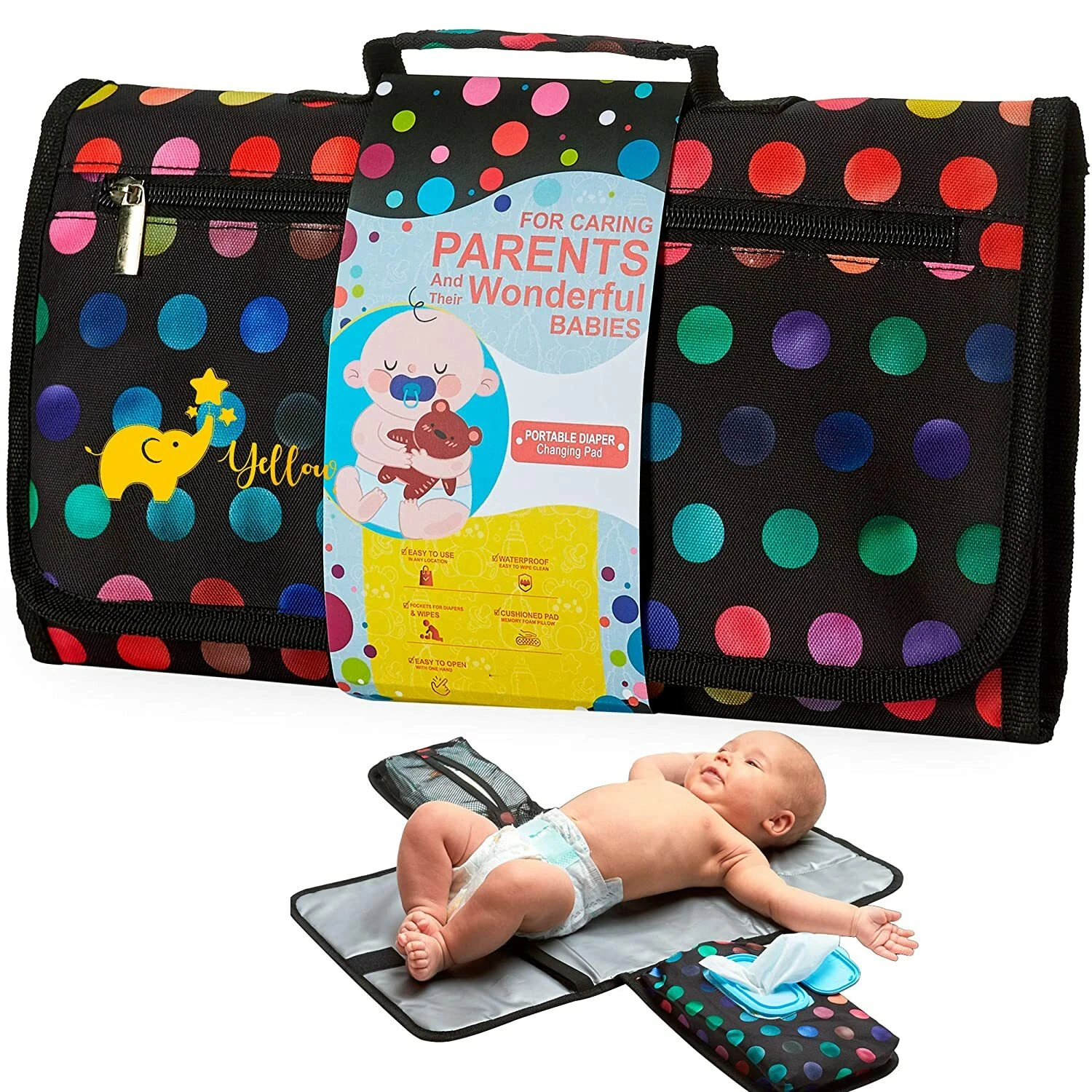 Yellowphant Baby Portable Changing Pad - Stylish and Compact Foldable Baby
