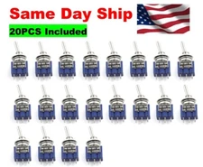 20 PCS MTS-103 SPDT Mini Toggle Switch ON-OFF-ON 3-Position 6A/125VAC