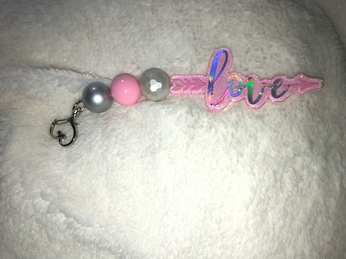 Handmade Keychain LOVE 3” Holographic - Picture 2 of 4