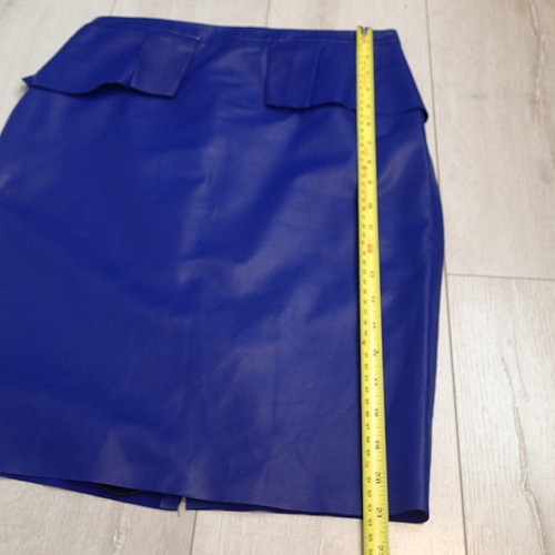 ELIE Tahari 100% Lamb Leather Skirt Size 4 cobalt blue soft - Picture 8 of 18